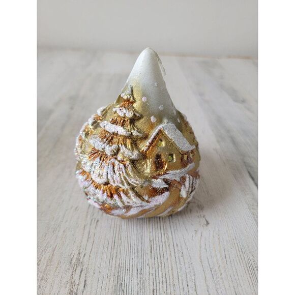 Italian candle abstract glitter snow village landscape Xmas decor - Picture 2 of 6